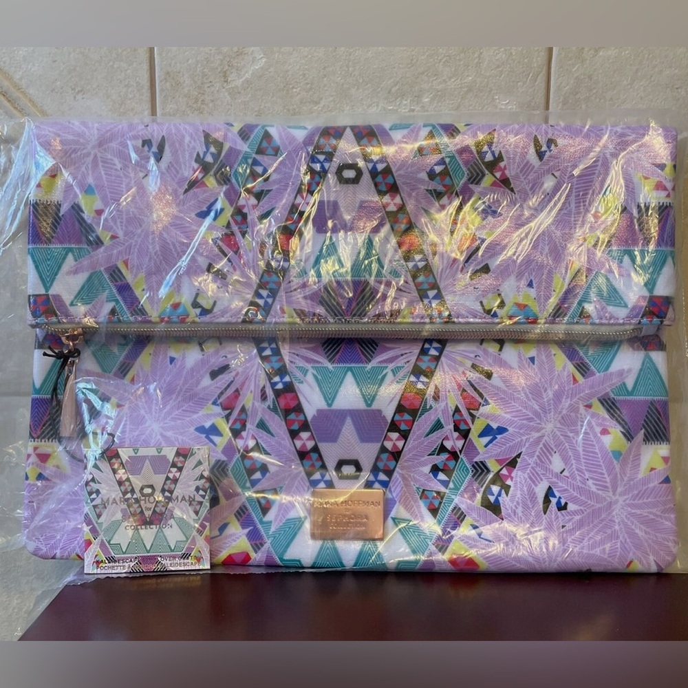 NWOT Mara Hoffman For Sephora Collection Zippered Multicolored Foldover Bag! - Picture 8 of 13